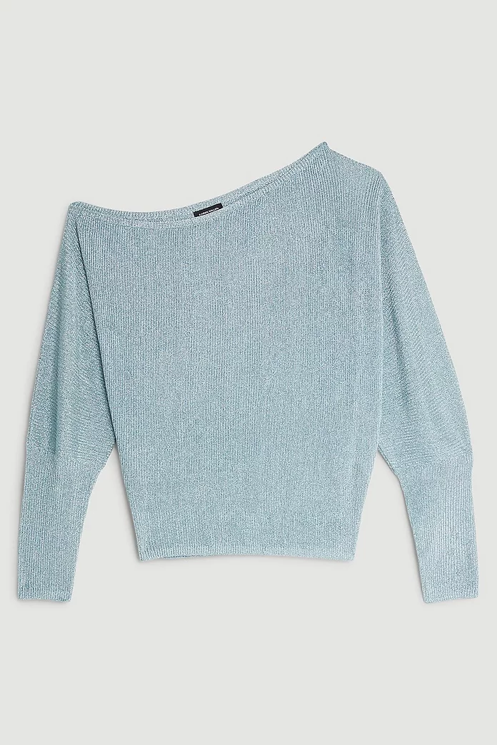 Viscose Blend Metallic Sparkle Knit Drop Shoulder Top Viscose Blend Metallic Sparkle Knit Drop Shoulder Top